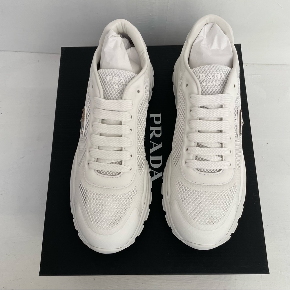 Prada Prax 2.0 Fabric And Mesh Sneakers White NWT In Box - Picture 10 of 15